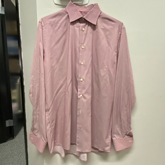 Eton Contemporary Men's Striped Red Shirt Size 43/17 - Picture 1 of 10
